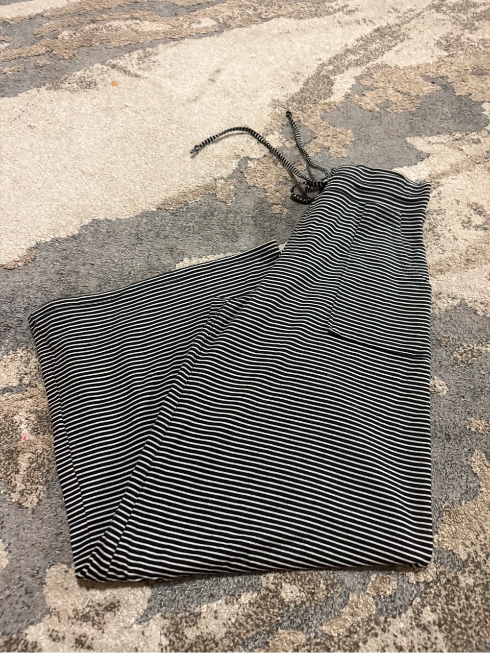 Women Black and White Striped Drawstring Palazzo Pants